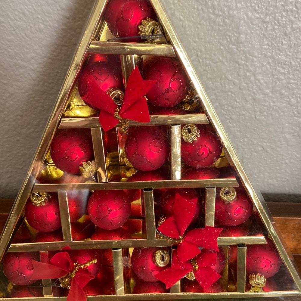 Red miniature Christmas Ornament Set - Festive Holiday Tree Display